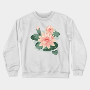 Water lily flowers with bud in water lily pond Crewneck Sweatshirt